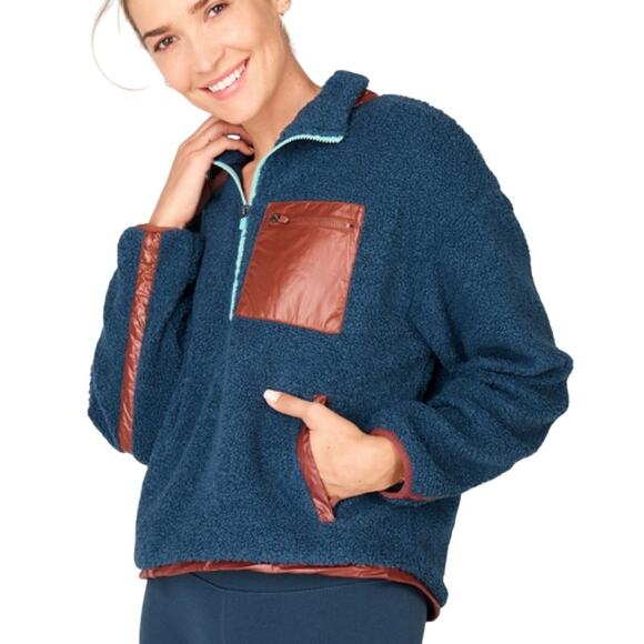Fabletics Womens Winter Athleisure Larisa Fleece Pullover Sherpa Jacket Size L - Picture 1 of 9